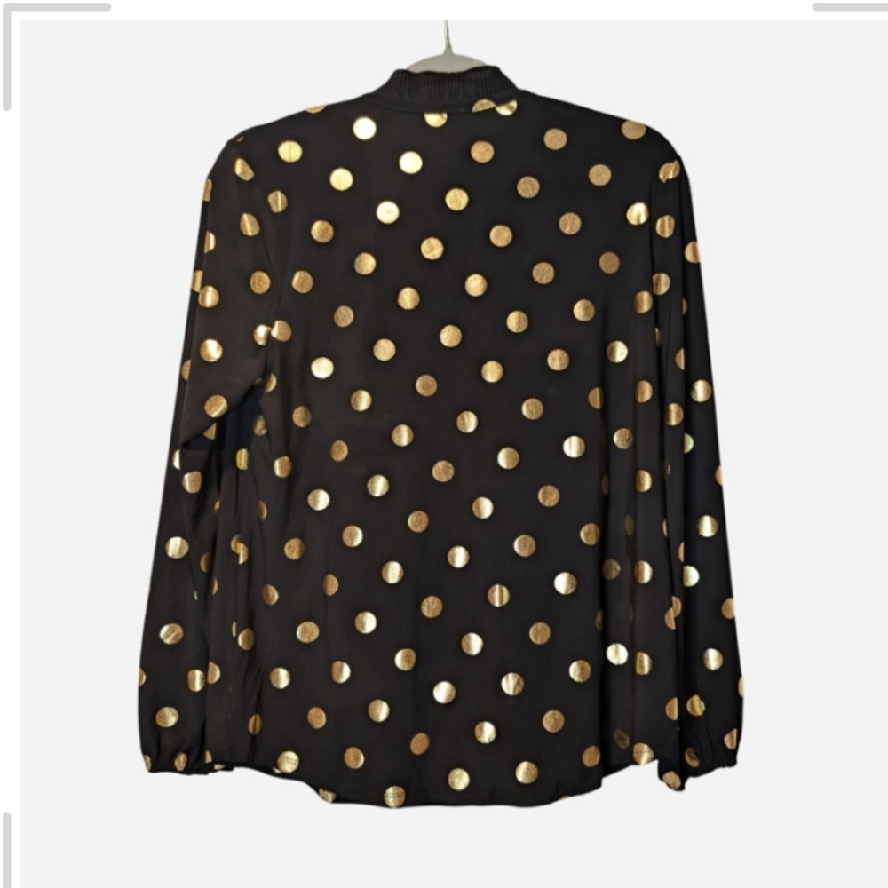 Black and Gold Polka Dot Women's Top - Picture 2 of 12